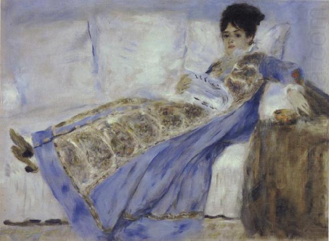 Pierre Renoir Madame Monet Reclining on a Sofa Reading Le Figaro china oil painting image